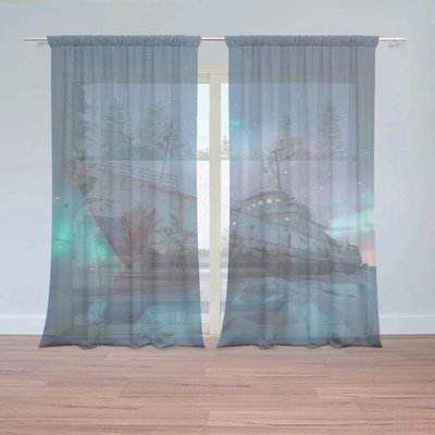 Sablio Záclony Vrak lode pri polárnej žiare: 2ks 150x250cm