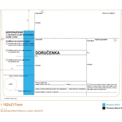Obálka dodejka s modrým pruhem, samolepící s páskou, samopropisovací 162x217 mm daňová 1ks