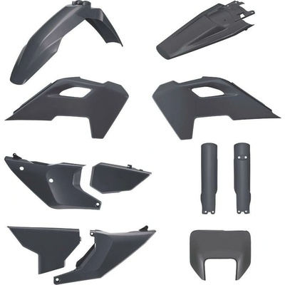 POLISPORT kompletní sada plastů (FULL KIT) HUSQVARNA TE/FE 24-25 v sadě kryt předního světla (8681500003) a kryty tlumičů (8476600003) barva šedá (N-GRAY)