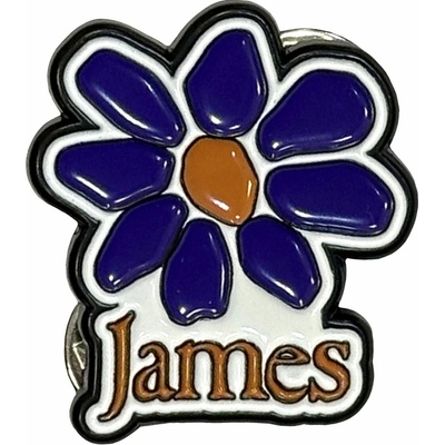 RukaHore odznak James Pin Badge Orange Logo purple daisy ranžová