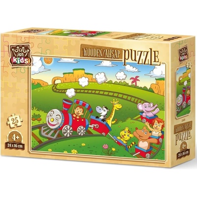 Art Puzzle Дървен пъзел Art Puzzle от 25 части - Влакче с животни (5869)