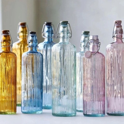 Ružová sklenená fľaša na vodu Bitz Kusintha, 1,2 l