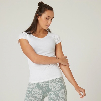 DOMYOS bavlněné fitness 500 Slim bílé