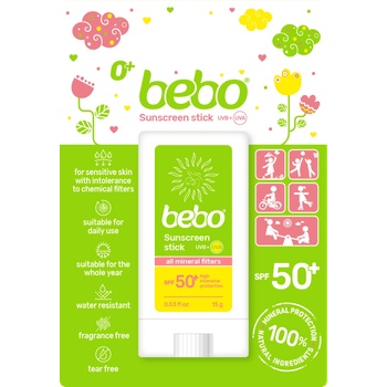 Бебо Слънцезащитен минерален стик Бебо - SPF 50 +, 15 g (1675426)
