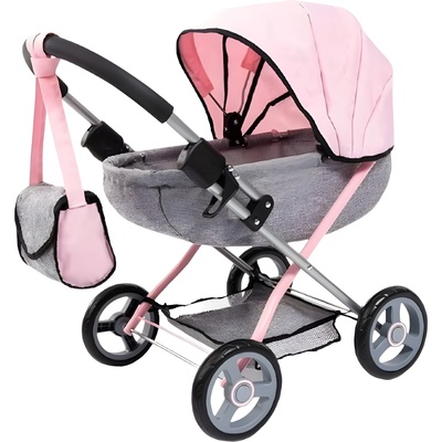 Bayer Design Количка за кукли Bayer - Cosy, с чанта, одеяло и възглавница, сиво/розова (1010791)