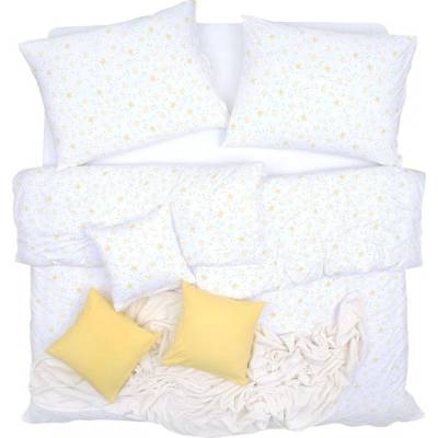 SCANquilt Obliečky Jersey hviezdy žltá sivá 140x200 70x90