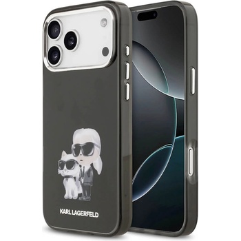 KARL LAGERFELD Хибриден удароустойчив кейс с MagSafe за iPhone 17 Pro - Karl Lagerfeld IML Aquarelle Karl and Choupette с MagSafe Case (черен) (KLHMP17LHMKCAQOK)