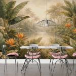 Art Gift Decor Фототапет Тропическа лагуна с палми и екзотични цветя