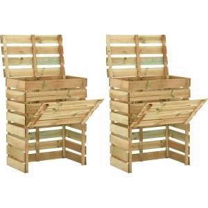 vidaXL Слетен градински компостер 2 pcs Зелено 110 x 58 x 113 см (3446544)