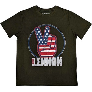 John Lennon Peace Fingers US Flag Military Green L Риза (JLTS04MMG03)