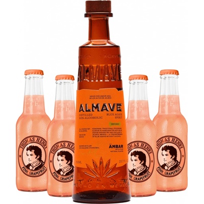Almave Ambar Non-Alcoholic Blue Agave Spirit + 4x Thomas Henry Grapefruit (set 1 x 0.7, 4 x 0.2 l)