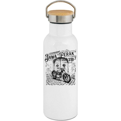 123TRIKO termoska Legendární JAWA 250/350 "Pérák", v26-1, černý tisk 500 ml motorka