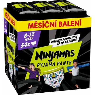 Pampers Ninjamas Pyžamové nohavice Vesmírne lode 8-12 rokov 54 ks