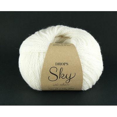 Příze Drops Sky uni colour 01 - kouřově bílá