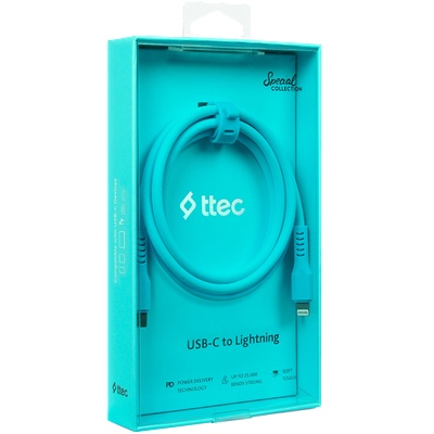 Ttec Data кабел ttec USB-C - Lightning Charge Cable 120cm - Neon Blue