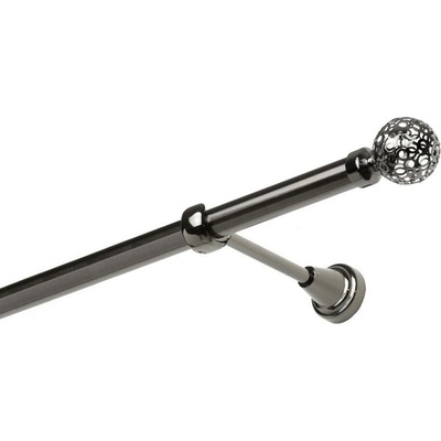 OK-GarnýžeCZ - Garnýž kovová jednořadá 19mm Koule retro onyx 240 cm do stěny / na tunýlek - bez kroužků