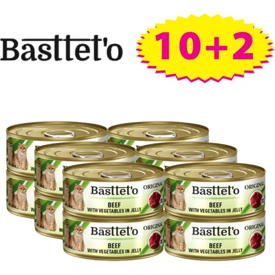 Basttet'o Original Beef Vegetable Jelly pre mačky 12 x 85 g