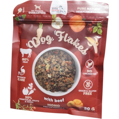 Syta Micha Dog Flakes Hypoalergénne BARF krmivo pre psov s citlivým trávením Hovädzina 50 g