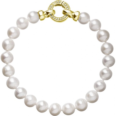 Pavona perlový náramek z pravých říčních perel bílý 23003.1 Au plating