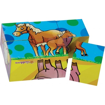 Eichhorn Drevené puzzle kocky Picture Cube Small, 6 kociek so 6 motívmi od 24 mes