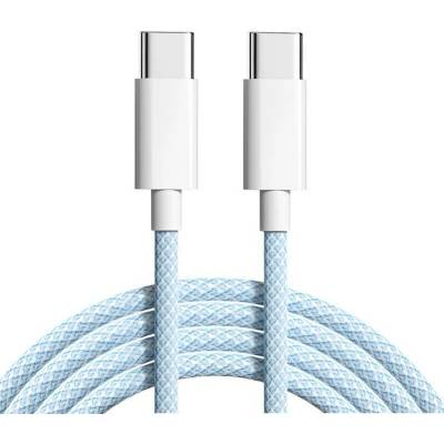 SES 15782 Nylonový nabíjecí USB-C - USB-C, 2m, modrý