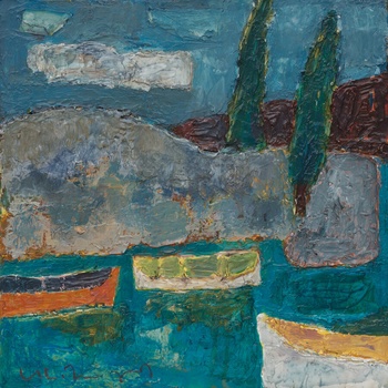 Средиземноморски пейзаж с лодки 2