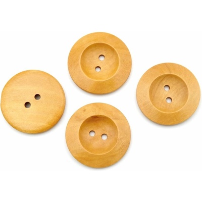 Dierkový drevený gombík - široký okraj - svetlé drevo - priemer 3,5 cm