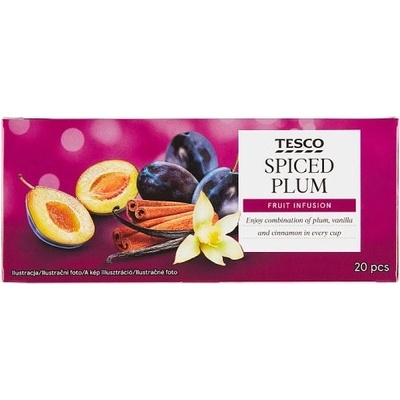 Tesco Ovocný čaj se skořicí s příchutí švestek a vanilky 20 x 2 g