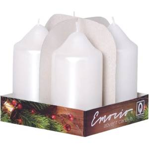 Z - TRADE s. r. o Z - TRADE s. r. o. Свещи Emocio Advent цилиндър 4 бр. 50x90 перлено бели