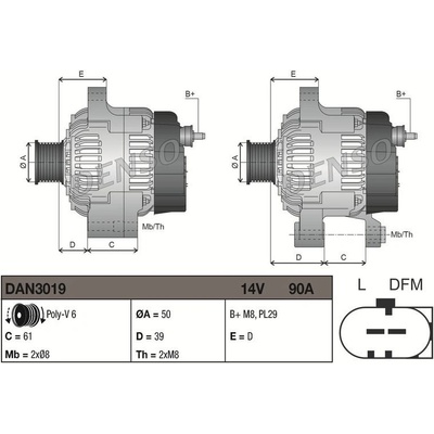 Alternátor DENSO DAN3019