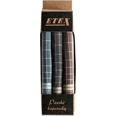 Etex Pánské látkové kapesníky v malé krabičce M3 - 3 ks
