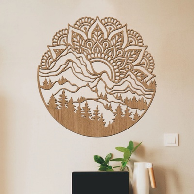dřevo života Dřevěná mandala MANDALA HORY Rozměry (cm): 60x60, Zvolte barvu dekoru: Buk