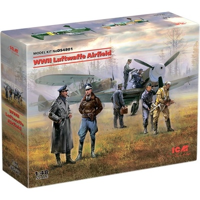 ICM WWII Luftwaffe Airf Bf109 Hs126 7 fig Diorama Set 1:48