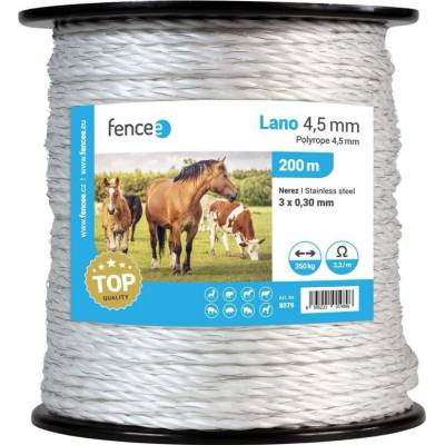 VNT electronics s.r.o. Lano pro elektrický ohradník, průměr 4,5 mm, bílé, délka 200 m