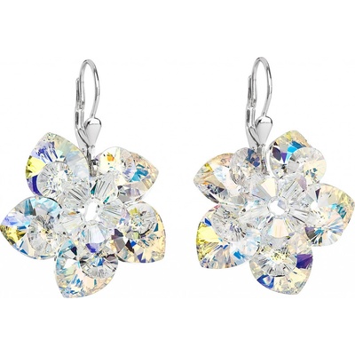 Evolution Group strieborné náušnice visiace s kryštálmi Swarovski AB efekt kvietok 31130.2