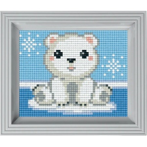 Pixelhobby Мозайка с рамка и пиксели Classic, Pixelhobby - Бяла мечка (31366)
