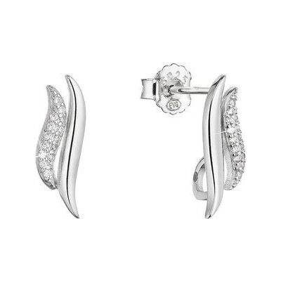 Evolution Group strieborné náušnice pecky s bílými zirkony 11446.1