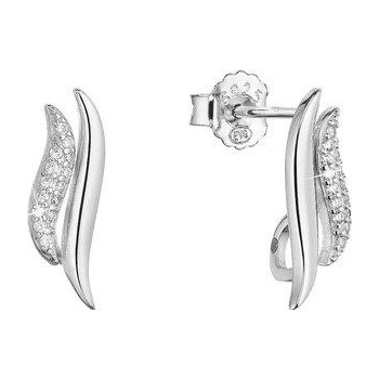 Evolution Group strieborné náušnice pecky s bílými zirkony 11446.1