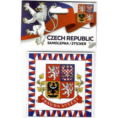 Samolepka s prezidentskou vlajkou a nápisem Pravda vítězí 6 x 6 cm - barevná