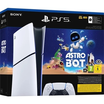 Sony PlayStation 5, Slim, 1 TB, Digital Edition, 8K HDR, 120 FPS, biela, herná konzola (+ softvér Astro Bot)