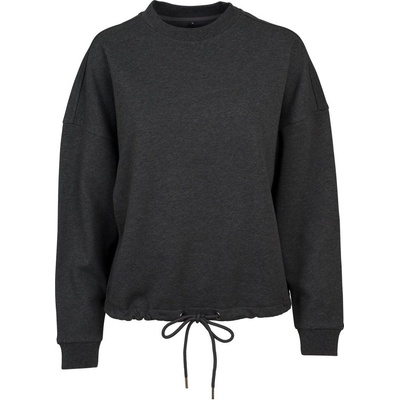 Build Your Brand Dámska oversize mikina so spustenými ramenami tmavošedý melír
