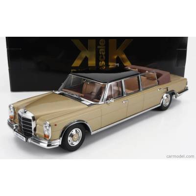 Kk-scale Mercedes benz S-class 600 Pullman w100 Landaulet Semiconvertible 1964 Gold Met Black 1:18
