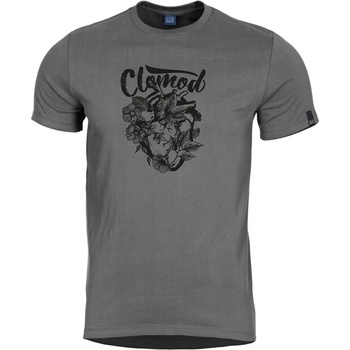 CloMod Къса тениска "Flower heart", сива (C090013-FL-08WG)