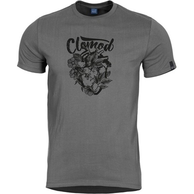 CloMod Къса тениска "Flower heart", сива (C090013-FL-08WG)