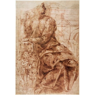 Plagát, Obraz - Study of Sibyl, Michelangelo Buonarroti, 26.7 × 40 cm