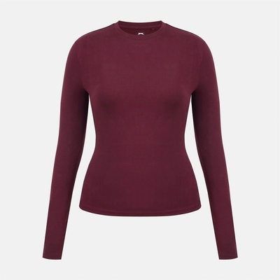 Slazenger Тениска Slazenger Women's Slaz Ess Cotton Slim Fit Long Sleeve T-Shirt - Burgundy