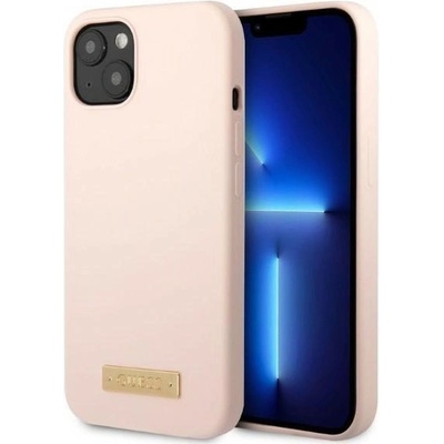 GUESS Кейс Guess GUHMP13SSBPLP за iPhone 13 mini 5.4", розов / розов, твърд, Silicone Logo Plate MagSafe (3666339056858)