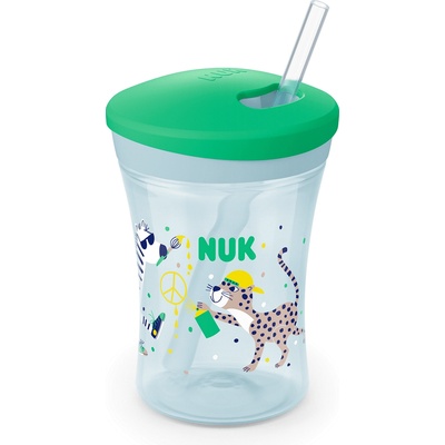 Nuk EVOLUTION Action Cup Чаша 230мл. със сламка, 12+ мес. , Зелена (10255599)
