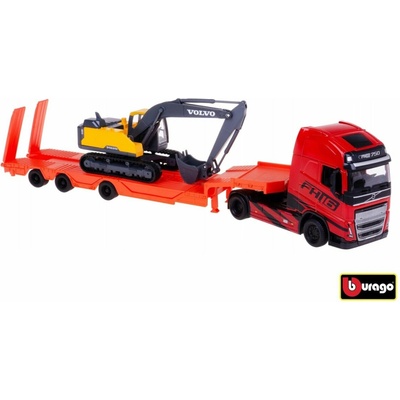 Bburago Kamion Construction Volvo FH16 Globetrotter 750XXL s bagrom Volvo EC220E 1:43