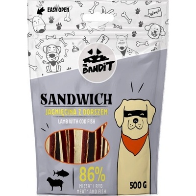 VetExpert Mr. Bandit SANDWICH lamb with cod fish - лакомство за куче, ленти сандвич с риба треска, 500 гр - Полша
